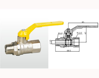 黃銅內外螺紋燃氣球閥結構圖 黃銅內外螺紋燃氣球閥結構圖