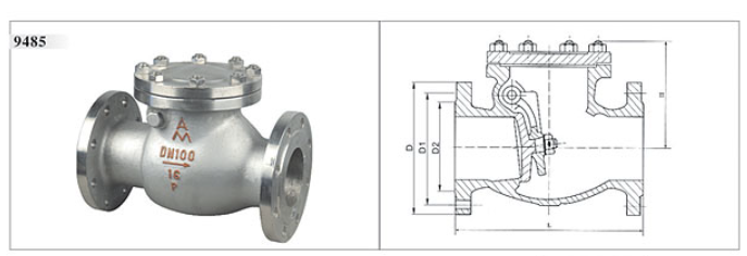 埃美柯不銹鋼法蘭止回閥結構圖 埃美柯不銹鋼法蘭止回閥結構圖