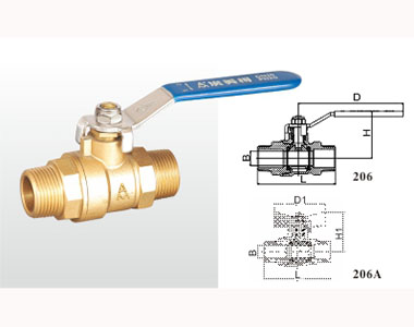 埃美柯黃銅外螺紋球閥206結構圖 埃美柯黃銅外螺紋球閥206結構圖