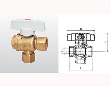 埃美柯黃銅暖氣三通球閥258結構圖